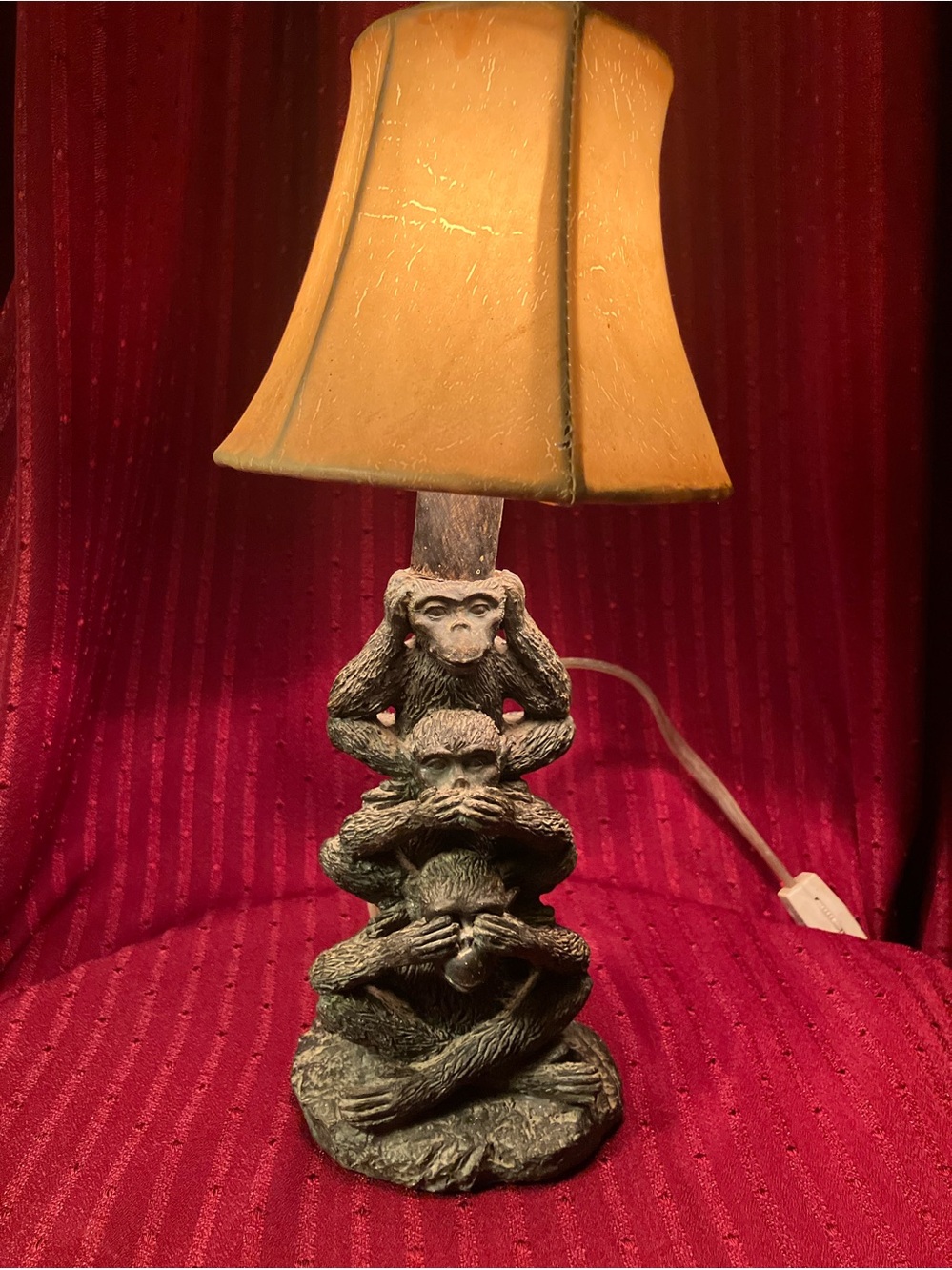 Vintage Three Wise Monkeys Table Lamp